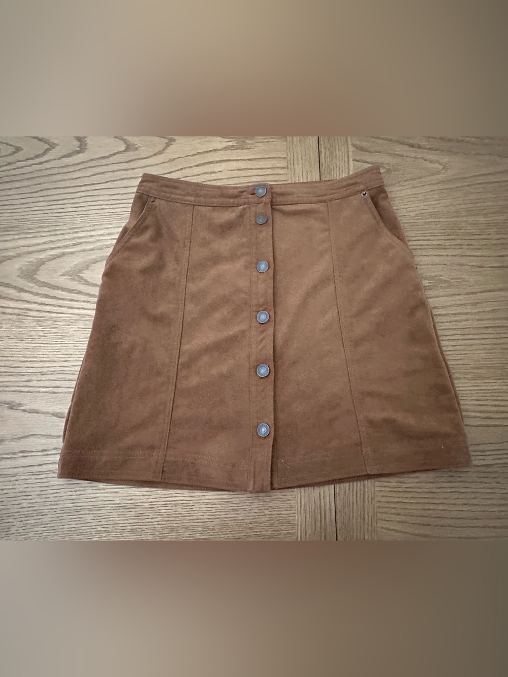 Abercrombie & Fitch faux suede Brown Button-Front Mini Skirt Sz s